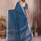 Anaita Navy Blue Weaving Linen Cotton Saree With Blouse