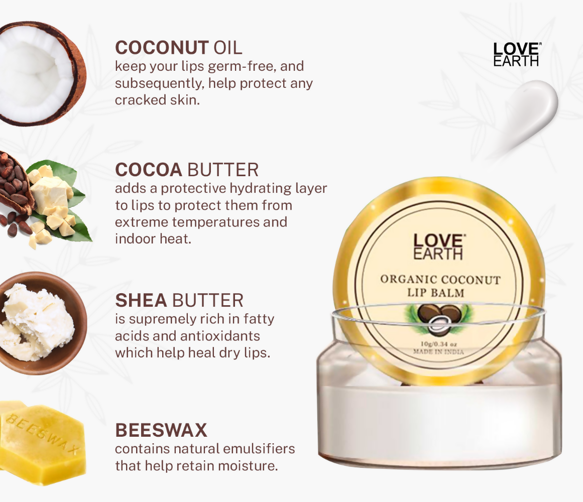 Love Earth Organic Coconut Lip Balm - Swadesiicart