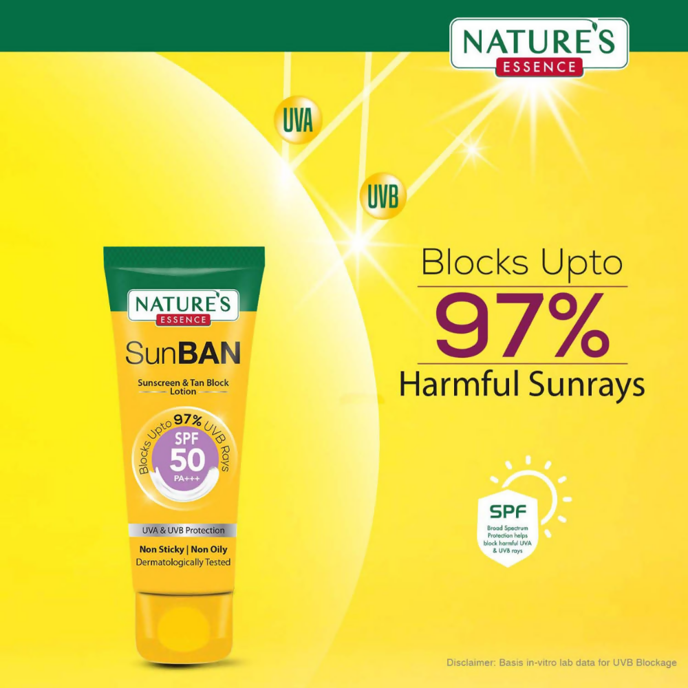 Nature's Essence Sunban Sunscreen & Tan Block Lotion SPF 50 - Swadesiicart
