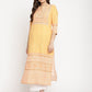 Ahalyaa Women Yellow Crepe Digital Print Kurti | Swadesiicart