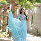 Jyoti Fashion Women's Sky Blue Sequins Thread Embroidery Faux Georgette Anarkali Dress | Swadesiicart