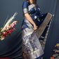Jyoti Fashion Women's Navy Blue Paithani Silk Zari Woven Saree with Blouse | Swadesiicart