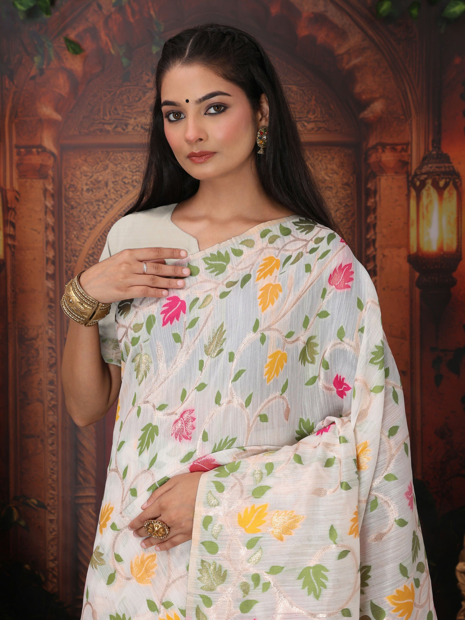 Shree Shyam Fashion Linen Cotton Yellow Saree