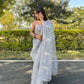 Vamsee Grey Organza Saree - Swadesiicart