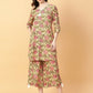 Joban Fashion Beige Cotton Printed & Hand Work Co-ord Set - Swadesiicart