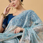 Blue Organza Sequence Embroidered Saree with Unstitched Blouse - Satya