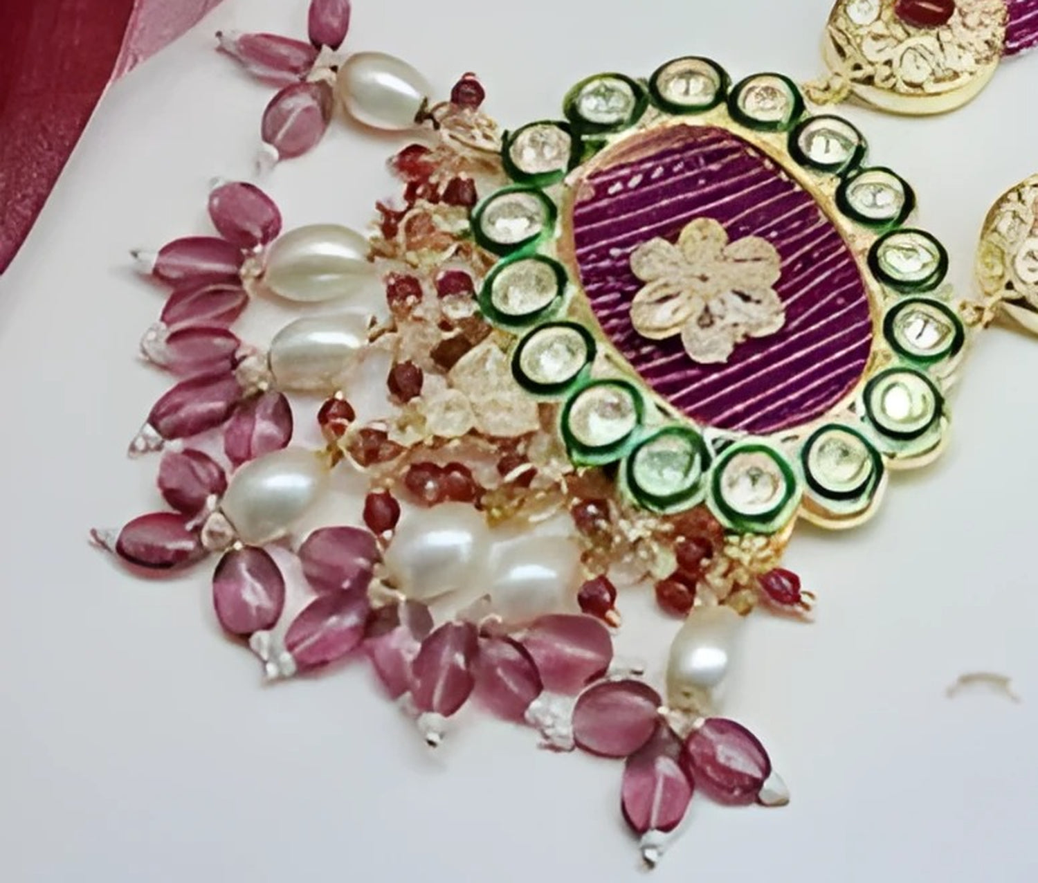 Jewel City Emerald Green Kundan Crystal Maharani Har Long Set - Luxurious Traditional Indian Jewelry | Swadesiicart