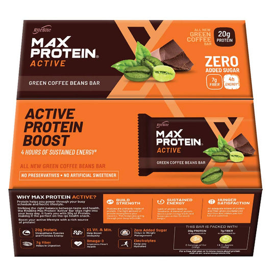 RiteBite Max Protein Active Green Coffee Beans Bar - Swadesiicart