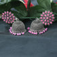 Mominos Fashion Joharkamal Kundan work Jhumka with Baby Pink Beads - Swadesiicart