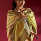 Joban Fashion Cream & Parrot Green Plain With Weaving Border Banarasi Silk Sarees | Swadesiicart