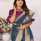 Anaita Navy Blue Soft Silk With Zari Weaving Borders Saree With Blouse