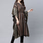 Ahalyaa Women Brown Georgette Gold Silver Printed Kaftan Kurta | Swadesiicart