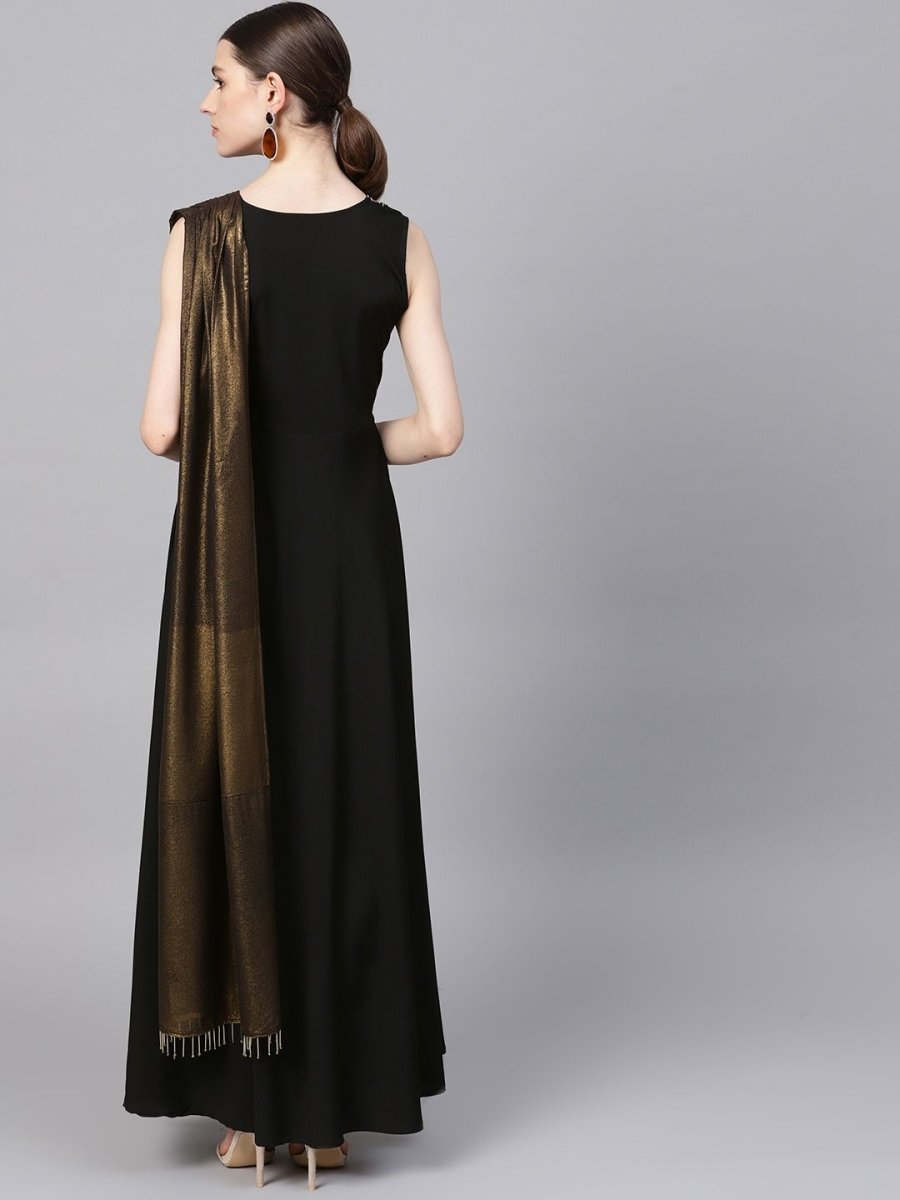 Ahalyaa Black Crepe Dress | Swadesiicart