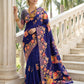 Aastha Fashion Royal Blue Premium Russian Silk Designer Floral Position Print Saree