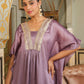 Janasya Lavender Silk Blend Yoke Embroidery Co-Ords - Swadesiicart