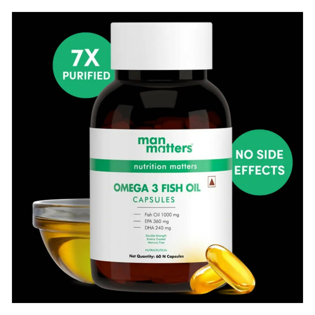 Man Matters Double Strength Omega 3 Fish Oil Softgel Capsules - Swadesiicart