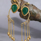Joban Fashion Women Green Stone Matte Gold Earrings | Swadesiicart