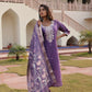 Jyoti Fashion Women's Purple Simmer Silk Floral Print with Embroidered Kurta Set | Swadesiicart