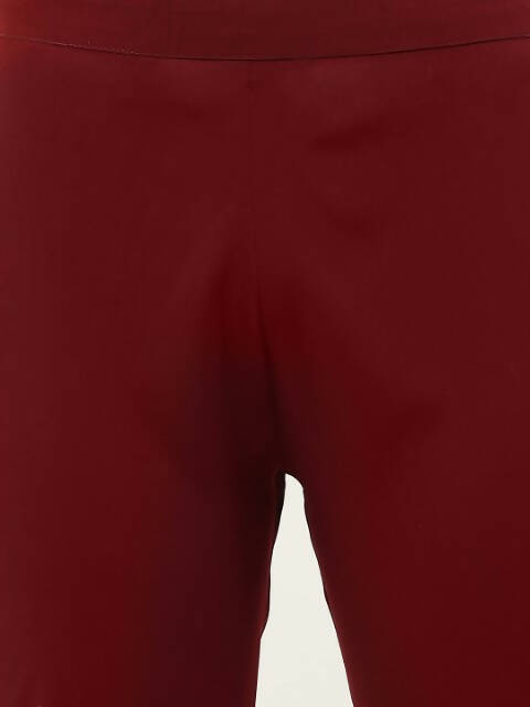FIORRA Women's Maroon Poly Crepe Straight Kurta Pant With Dupatta - Swadesiicart