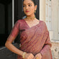 Vishnu Weaves Women's Coffee Handloom Raw Silk Saree with Blouse - Swadesiicart