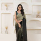 Grey Satin Pedding Designer, Printed Party Wear Ready To Wear Saree - Femina | Swadesiicart