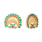 Nuyug 22K Gold Plated Faux Emerald Stone Studded Contemporary Shaped Studs | Swadesiicart