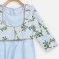 Ahalyaa Blue Poly Silk A-Line Girl's Kurta | Swadesiicart