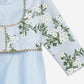 Ahalyaa Blue Poly Silk A-Line Girl's Kurta | Swadesiicart