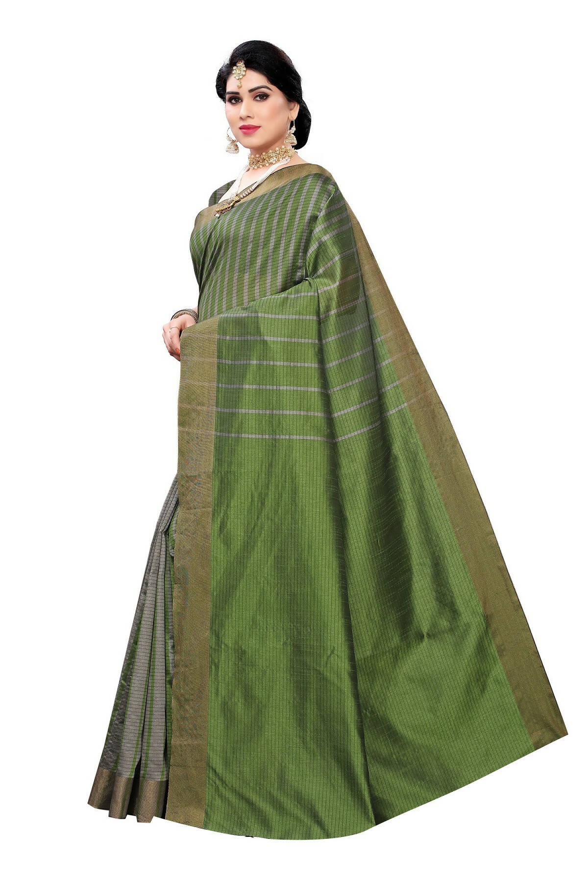 Vamika Paithani Green Cotton Silk Weaving Saree (Paithani Green) | Swadesiicart