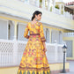 Partywear Designer Yellow Dola Silk Anarkali suit with Dupatta - Suzen - Swadesiicart