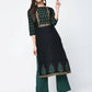 Aniyah Cotton Block Printed Black Straight Kurta (AN-131K) - Swadesiicart