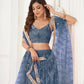 Aastha Fashion More Peach Butterfly Net Tone To Tone Thread Work, Sequence Work And Original Mirror Work Embroidery Wedding Wear Lehenga Choli