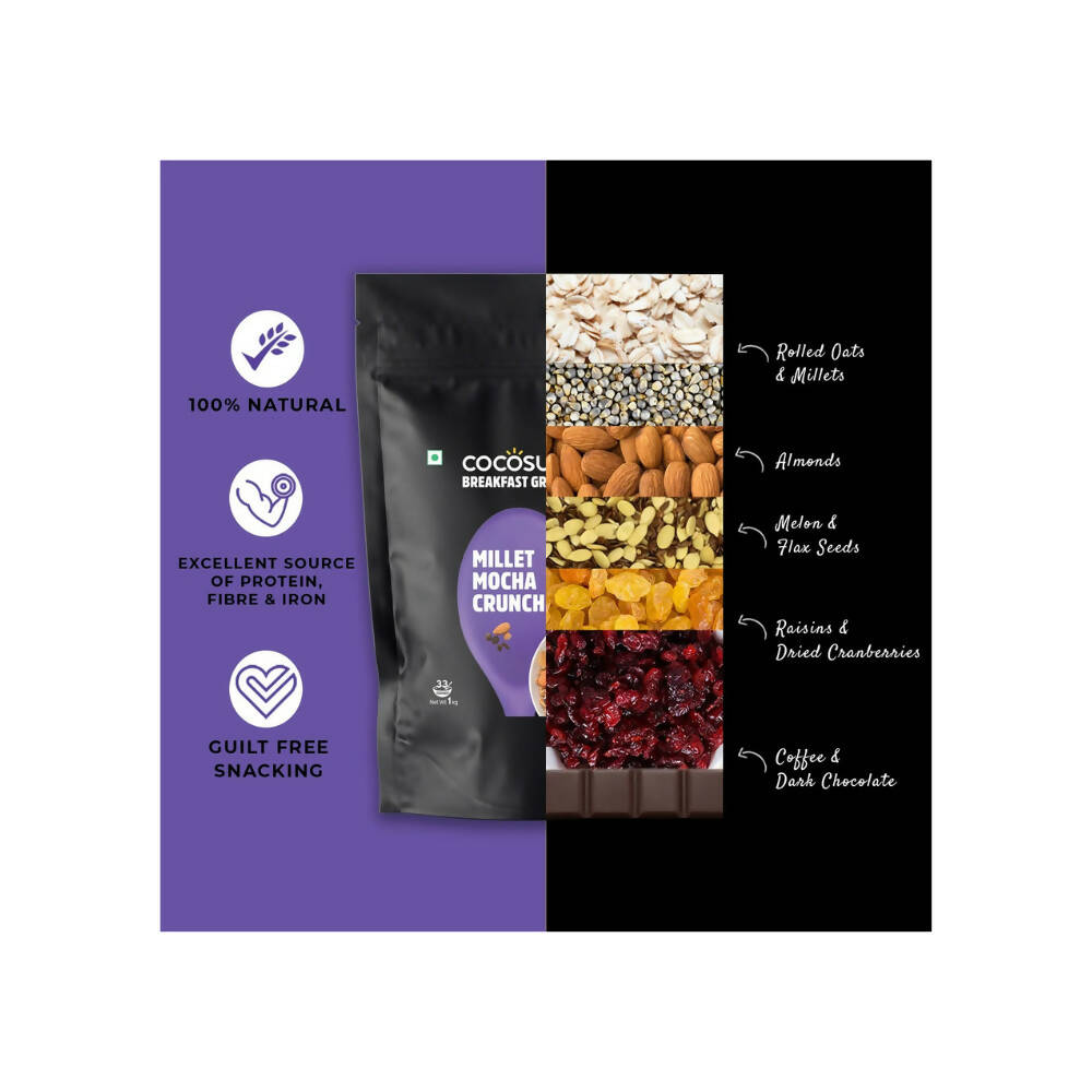 Cocosutra Millet Mocha Crunch Breakfast Granola - Swadesiicart