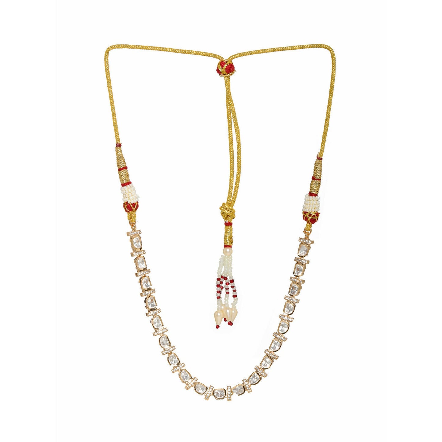 Kundan and American Diamond Neckpiece (Gold) - Ruby Raang | Swadesiicart