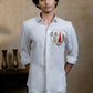 British White Sri Vari Sutra Shirt By Hilo Design | Swadesiicart