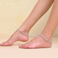 VOJ Set of 2 Silver Plated Designer Stainless Steel Anklet - Swadesiicart