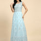Blue Net Hand Embroidered Gown - Rudrani