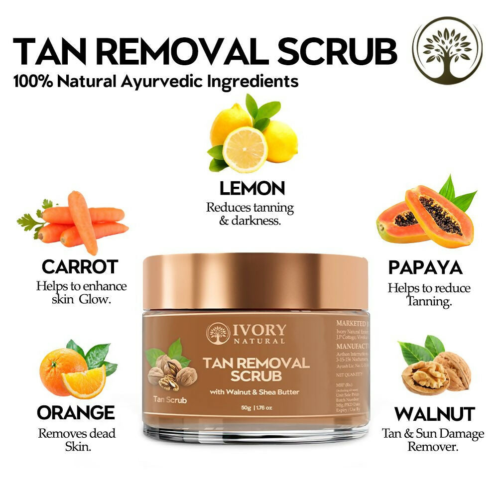 Ivory Natural Tan Scrub , Reduce Tan, Restores Radiant Skin Glow | Swadesiicart