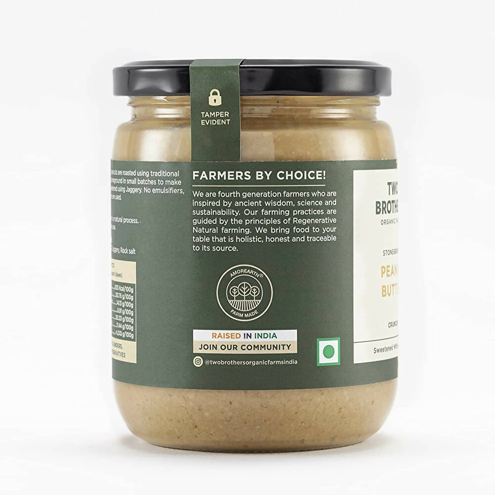Two Brothers Organic Farms Peanut Butter Crunchy| Sweetened with Jaggery - Swadesiicart