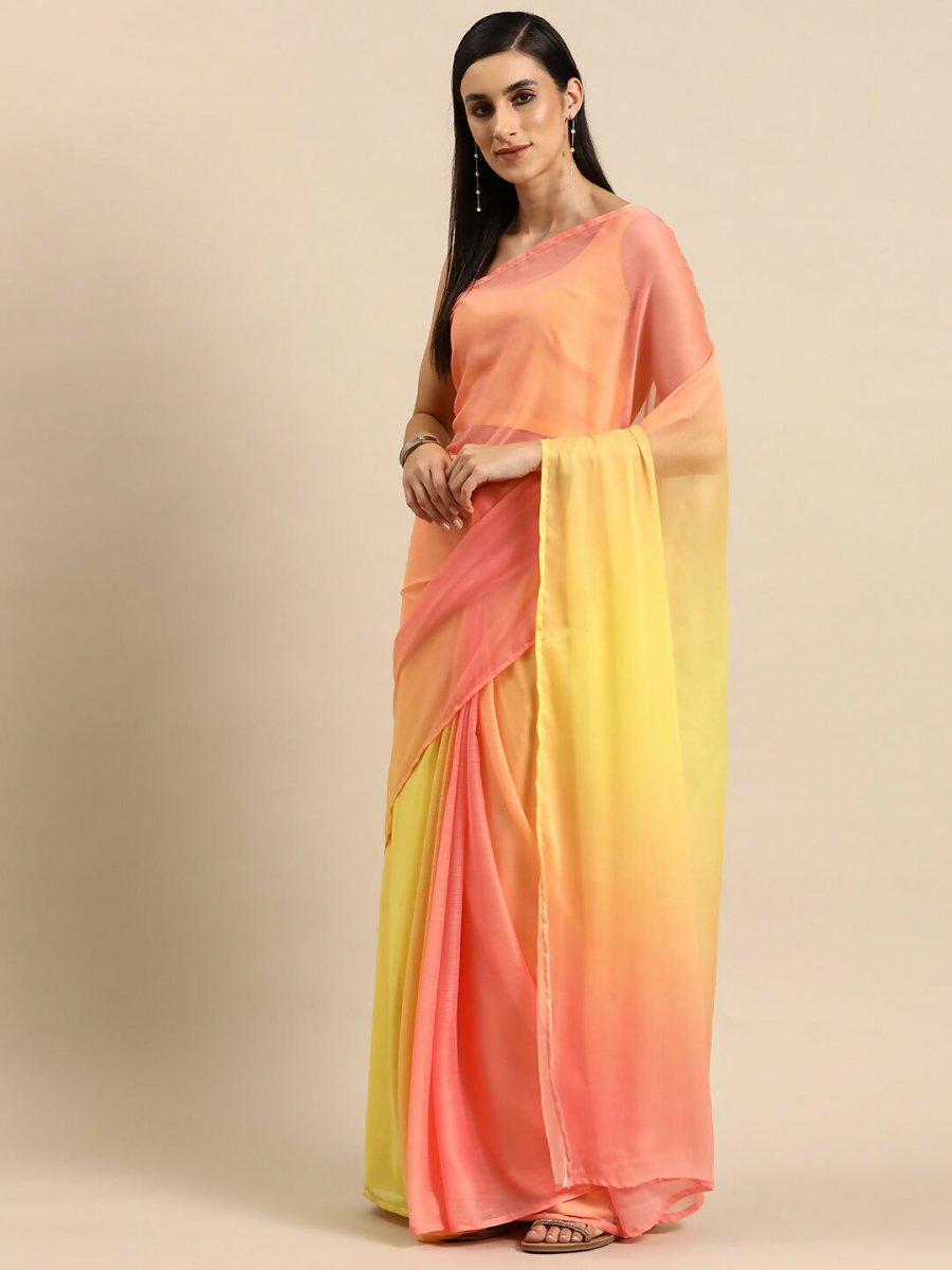 Ahalyaa Women's Traditional Semi Stitch Saree - Yellow | Swadesiicart