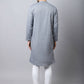 Even Apparels Grey Pure Cotton Sherwani Men's Kurta With Asymetrical Cut | Swadesiicart