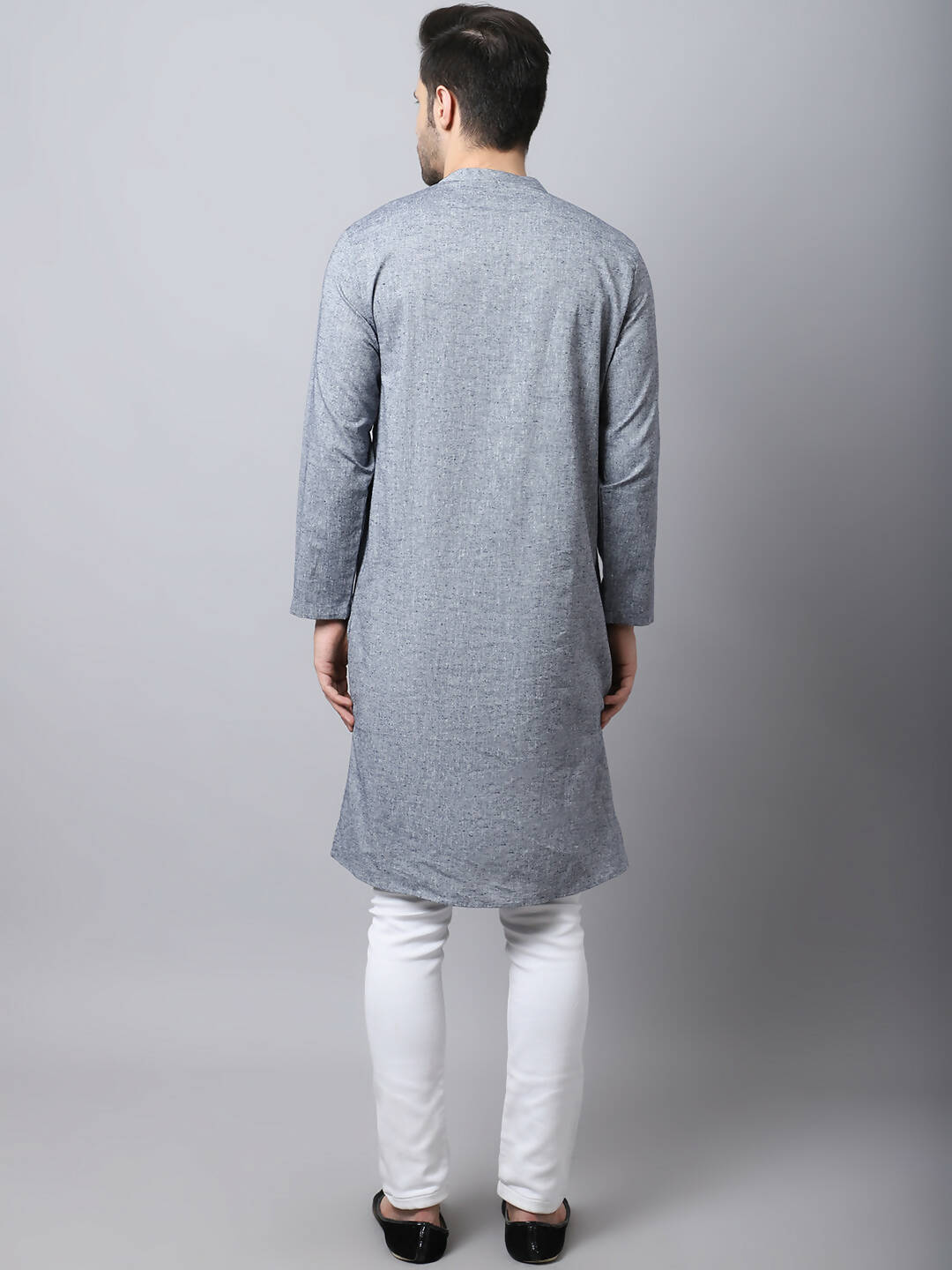 Even Apparels Grey Pure Cotton Sherwani Men's Kurta With Asymetrical Cut | Swadesiicart