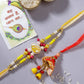 NVR Women & Men Set of 2 Yellow Peacock Design Bhaiya Bhabhi Rakhi With Roli Chawal & Chocolate | Swadesiicart