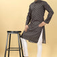 Black Cotton Printed Men's Kurta - Mahotsav