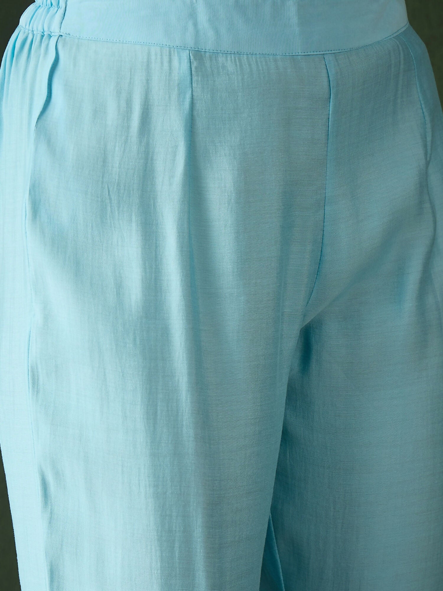 Blue Crystal Organza schiffli embroidery Kurta With Trouser & Dupatta - Bhumi