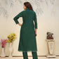 Jyoti Fashion Women's Bottle Green Rinkal Cotton Plain with Side Pocket Kurtis & Sets | Swadesiicart