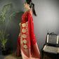 Joban Fashion Red Banarasi Soft Lichi Silk Paisley Saree | Swadesiicart