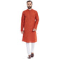 Even Apparels Orange Pure Cotton Men's Kurta With Band Collar | Swadesiicart