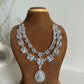 Siver American Diamond Two Layer Elegent Necklace Set With Earrings By House of Ree - Swadesiicart