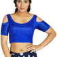 Aastha Fashion Women's Blue Art Silk Cold Shoulder Sleeve Readymade Blouse
